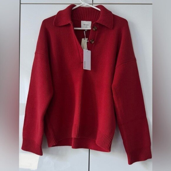 NWT Size S (P2P 23") -Reformation Cotton Brooklyn Polo Sweater (NWT US$ 218) - Picture 10 of 13